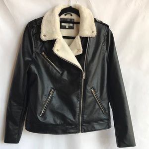 Charlotte Russe black moto jacket with warm lining